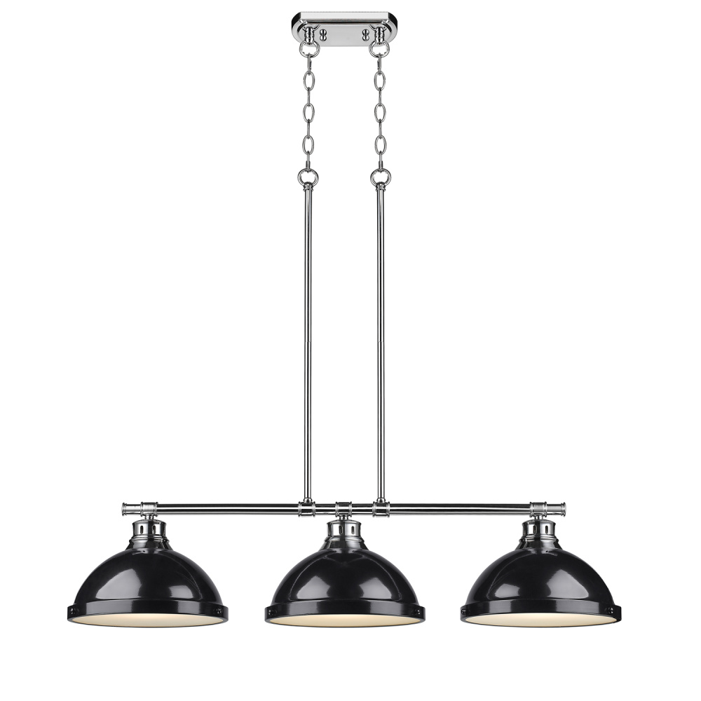 Yep by Golden Lighting Duncan 3-light Island Light in Chrome and Black shade